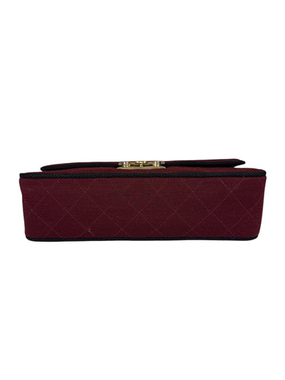 Chanel Vintage Burgundy Cotton Pairs-Seoul Pagoda Flap Bag