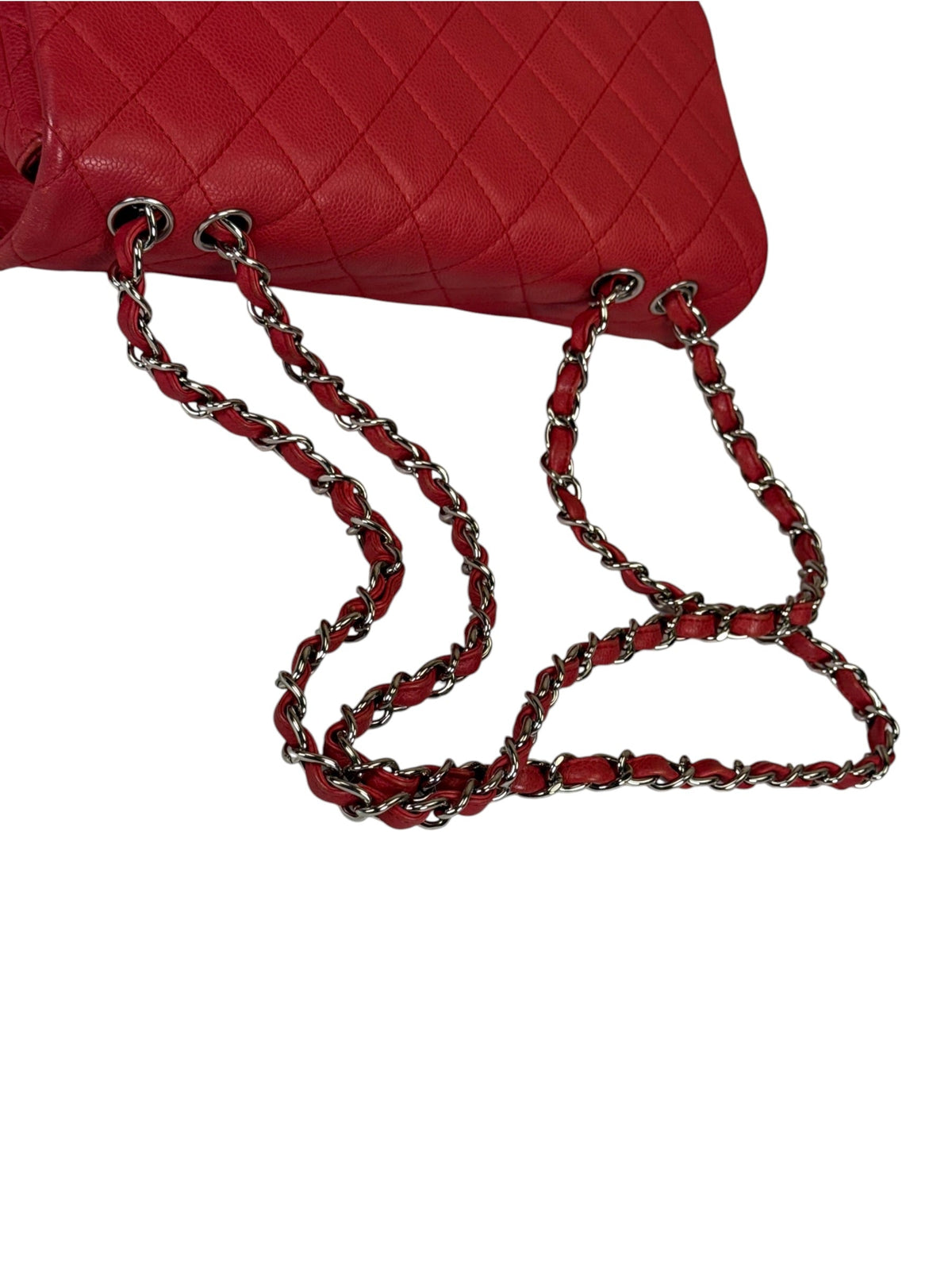 Chanel Red Quilted Caviar Leather Flap Bag 2008