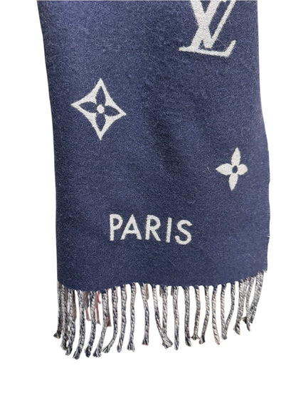 Louis Vuitton Blue Reykjavik All About Monogram Wool Scarf