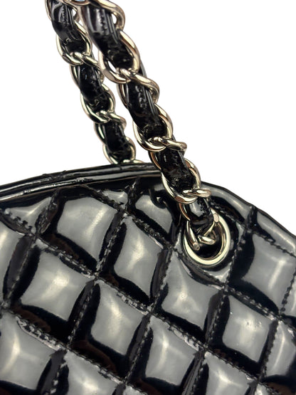 Chanel Large Black Patent Leather Mademoiselle Bowling Bag 2011-12