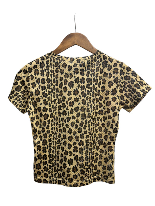 Fendi Black/Beige Leopard Print Short Sleeve Top