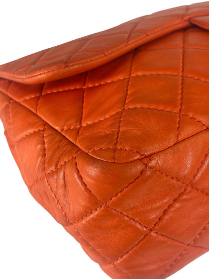 Chanel Orange Quilted Lambskin Flap Bag 2008