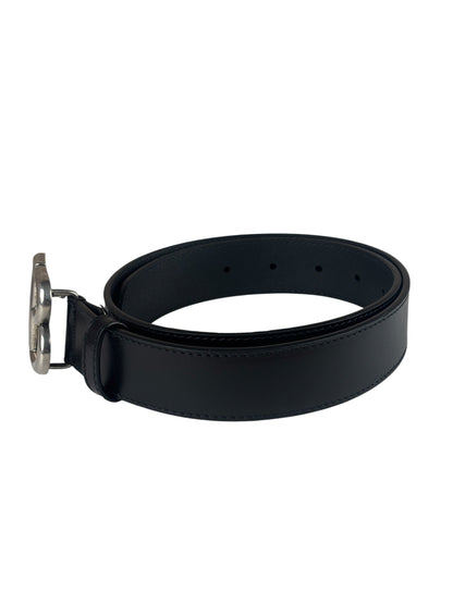Balenciaga Black Leather BB Buckle Belt
