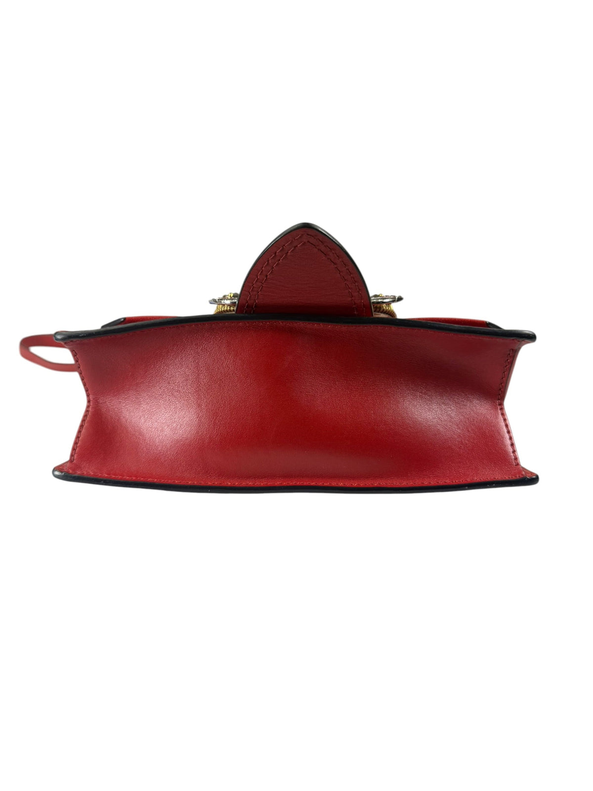 Miu Miu Red Leather Lady Jeweled Flap Bag