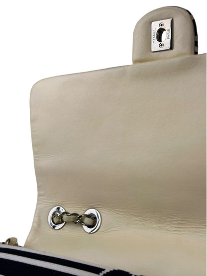 Chanel Black/White Leather Trim/Cloth Venise Biarritz Flap Bag 2019