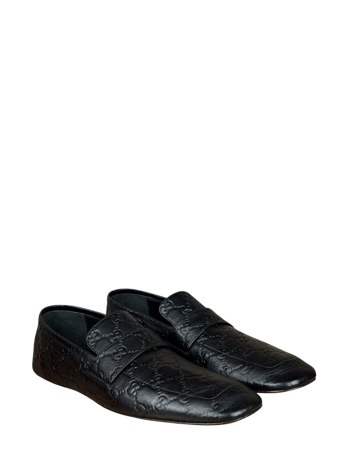 Gucci Black GG Leather Ragazzo Loafers