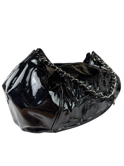 Chanel Black Patent Leather Camellia Petals Shoulder Bag 2010