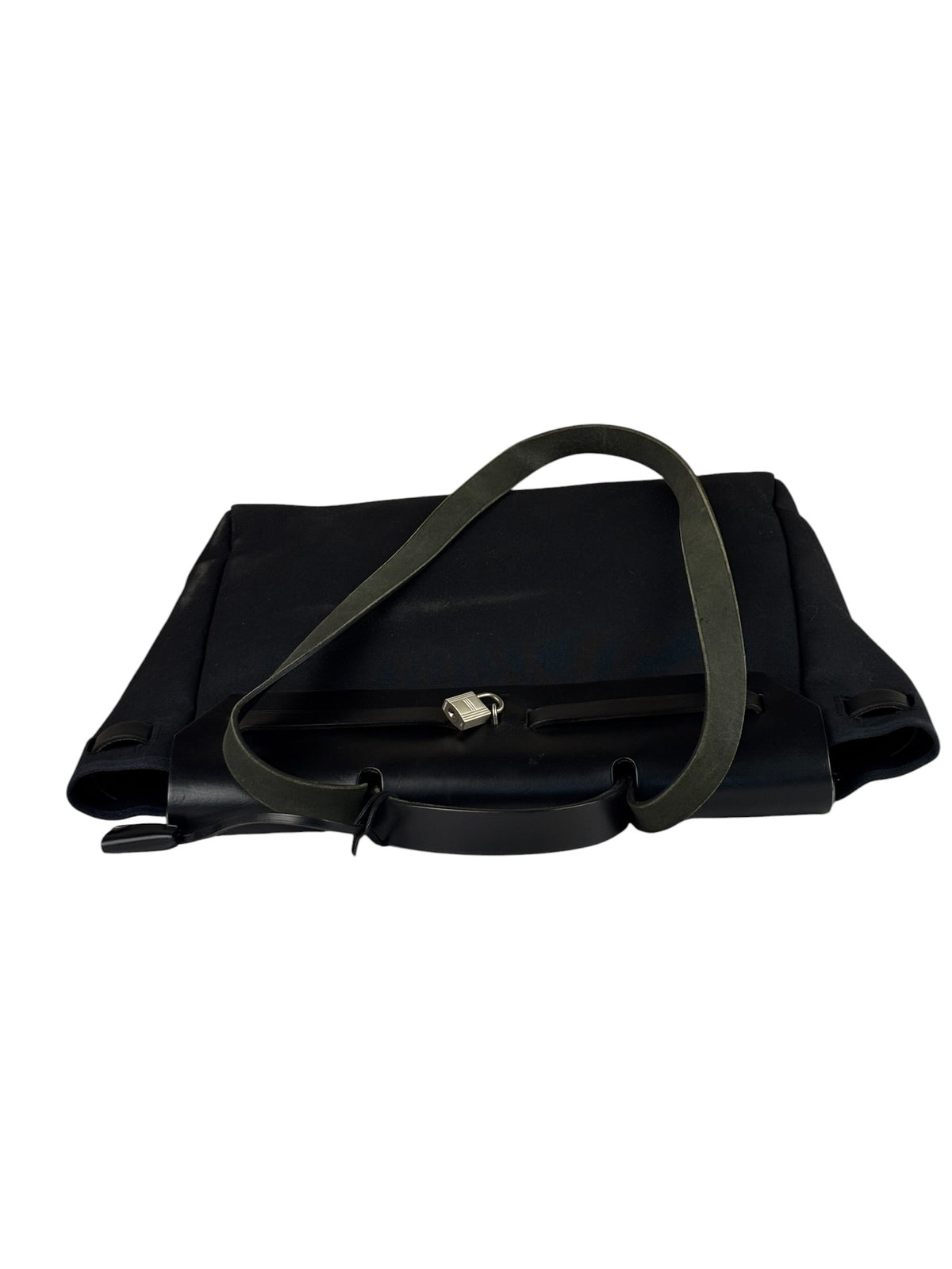 Hermes Black Leather Trim Herbag Two-Way Bag