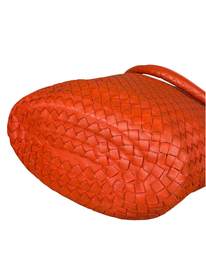 Bottega Veneta Sunset Orange Intrecciato Leather Hobo Tote
