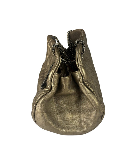 Chanel Metallic Gold Quilted Caviar Just Mademoiselle Bowling Bag 2010