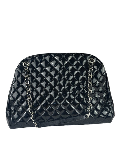 Chanel Large Black Patent Leather Mademoiselle Bowling Bag 2011-12