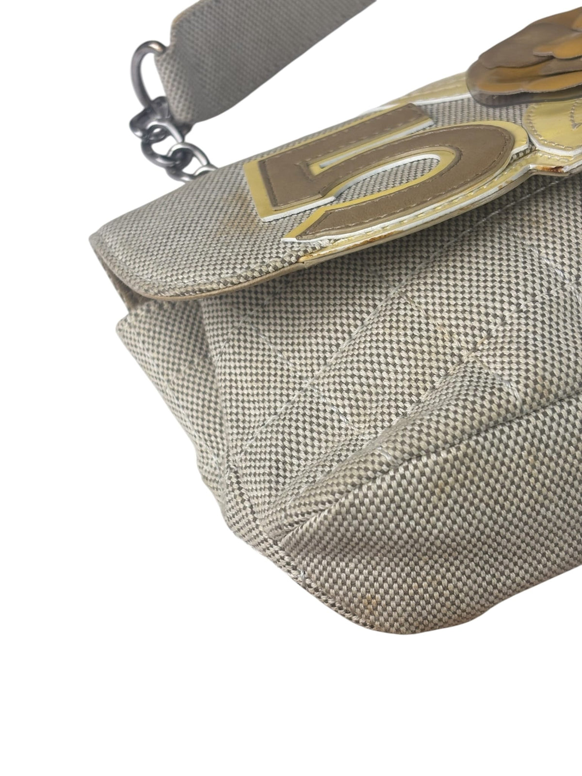 Chanel Woven Leather Trim Camellia No.5 Small Flap Bag 2005