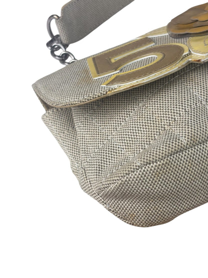 Chanel Woven Leather Trim Camellia No.5 Small Flap Bag 2005