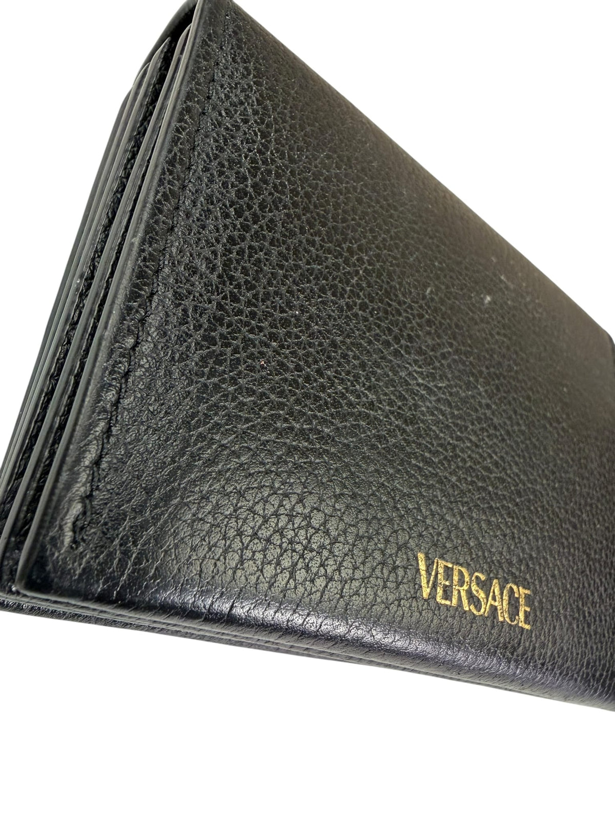 Versace Black Calfskin La Medusa Flap Card Holder
