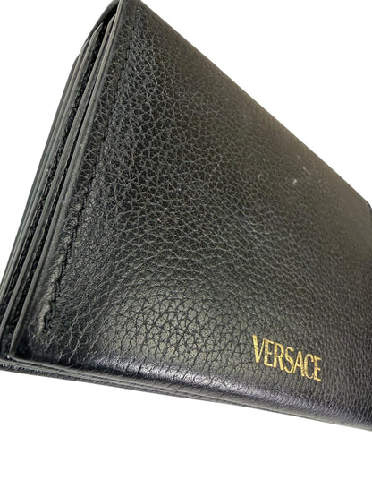 Versace Black Calfskin La Medusa Flap Card Holder