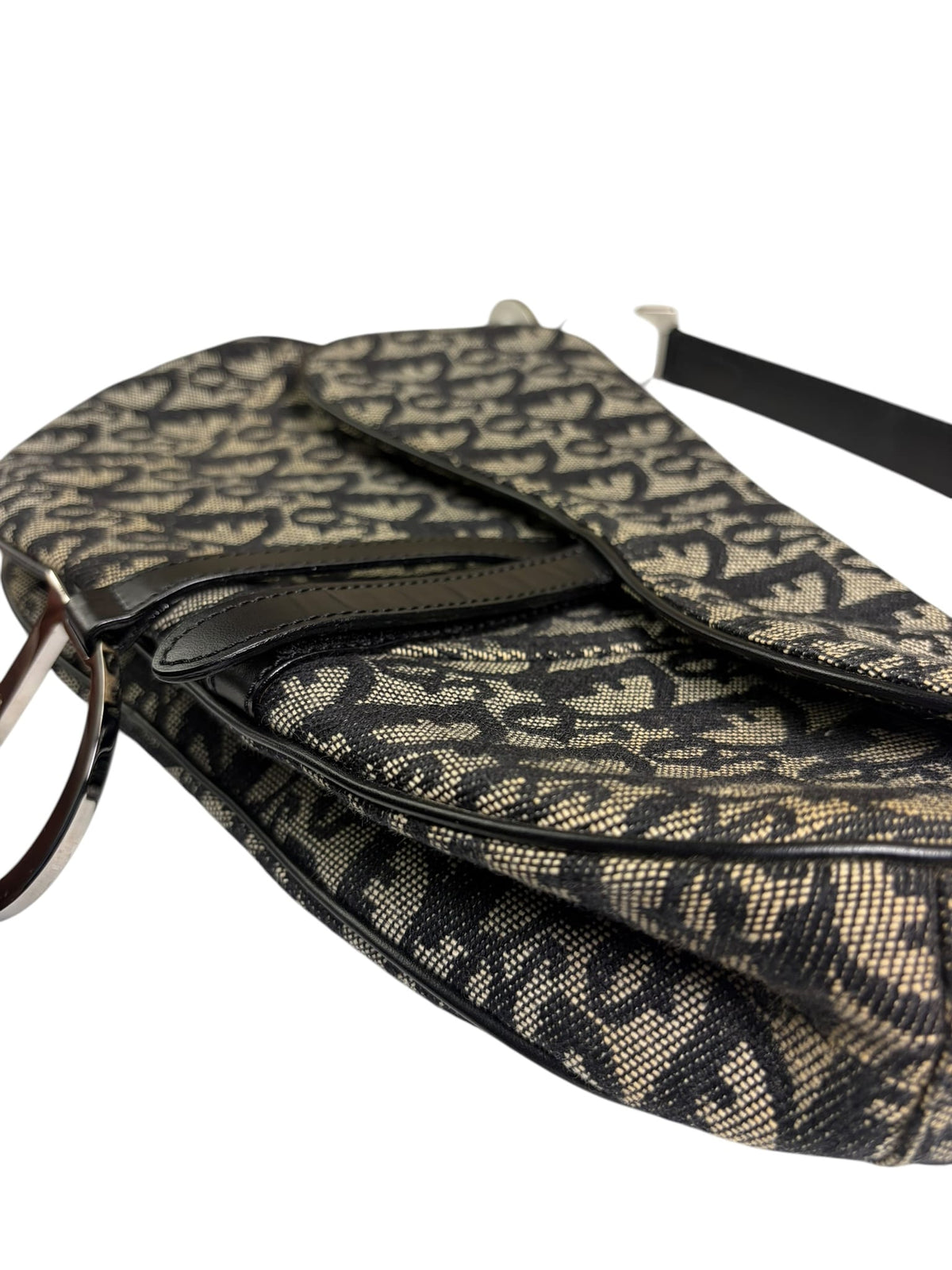 Christian Dior Black Trotter Medium Saddle Shoulder Bag