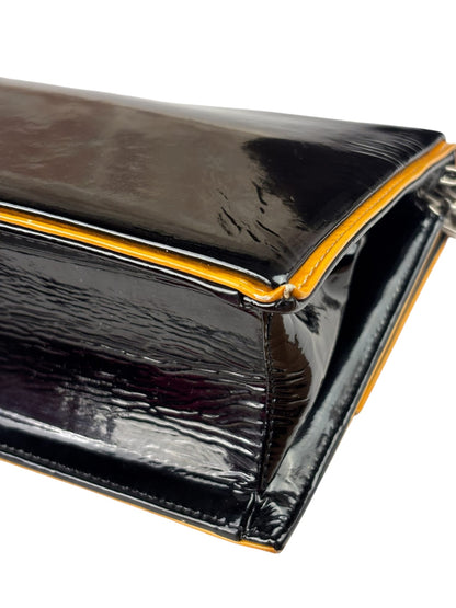 Chanel Black Patent Orange Trim 2.55 Flap 2009