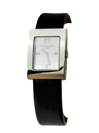 Dior Silver Dial Black Leather Strap D78-100