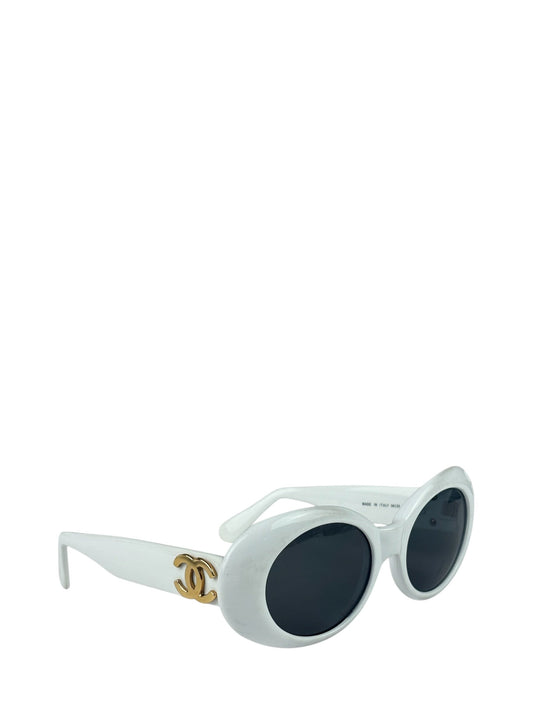 Chanel White Oval Sunglasses