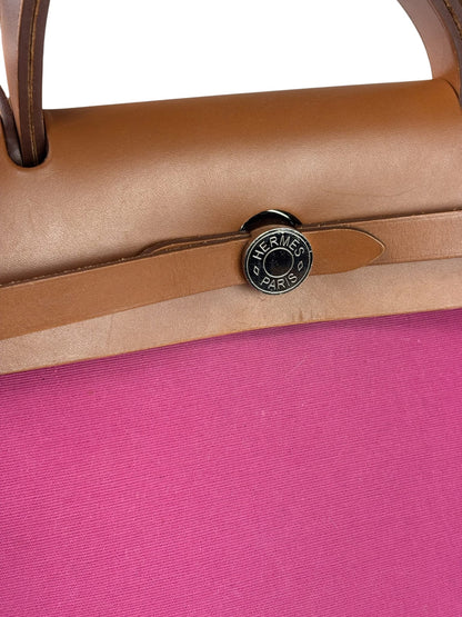 Hermes Pink/Brown Leather Trim Herbag Zip 31 Two-Way Bag