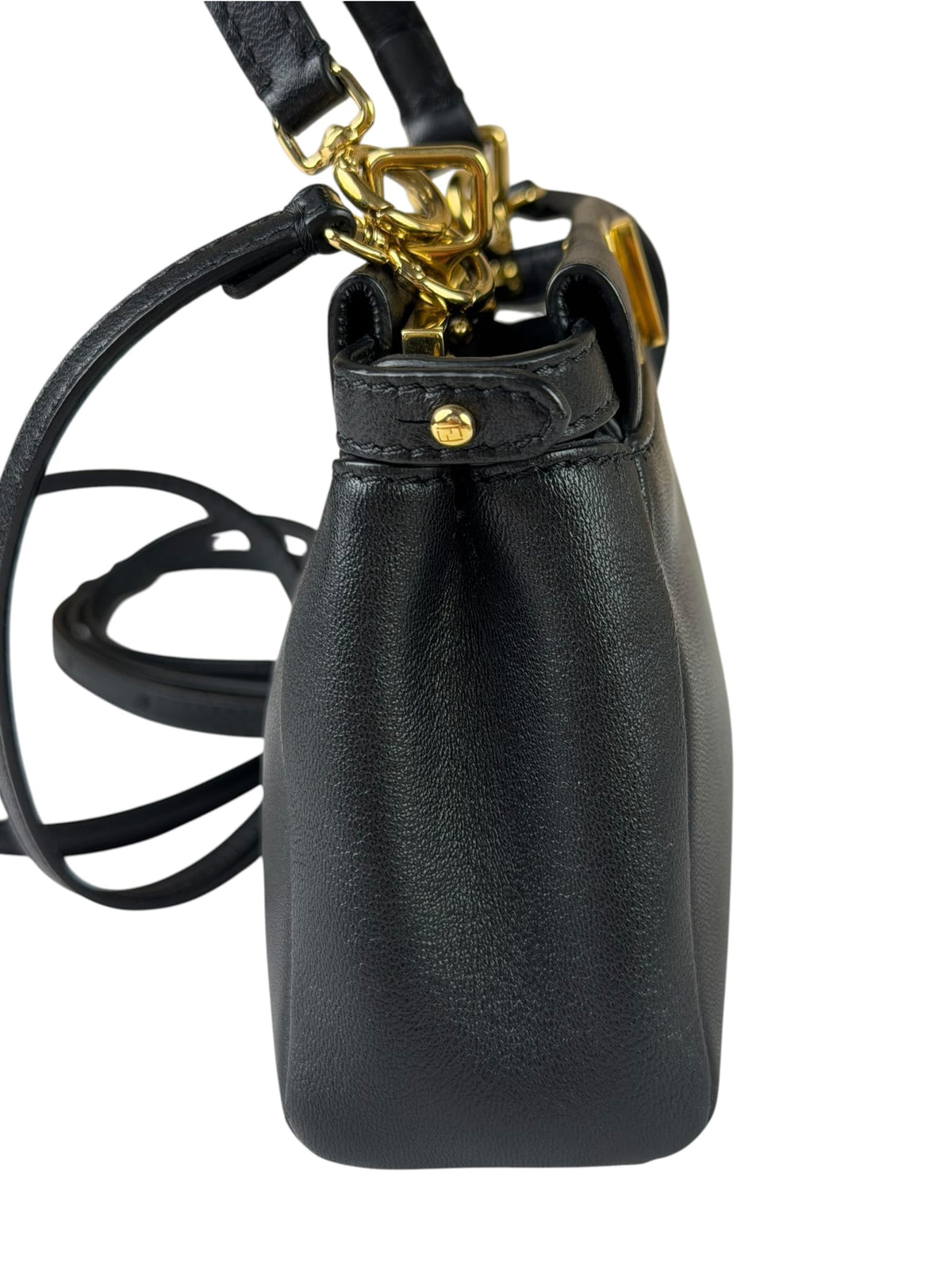 Fendi Black Leather Nano Peekaboo Two-Way Bag