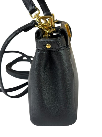 Fendi Black Leather Nano Peekaboo Two-Way Bag