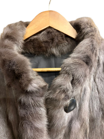 Vintage Russian Squirrel Greyish Brown Reversible Fur & Silk Coat