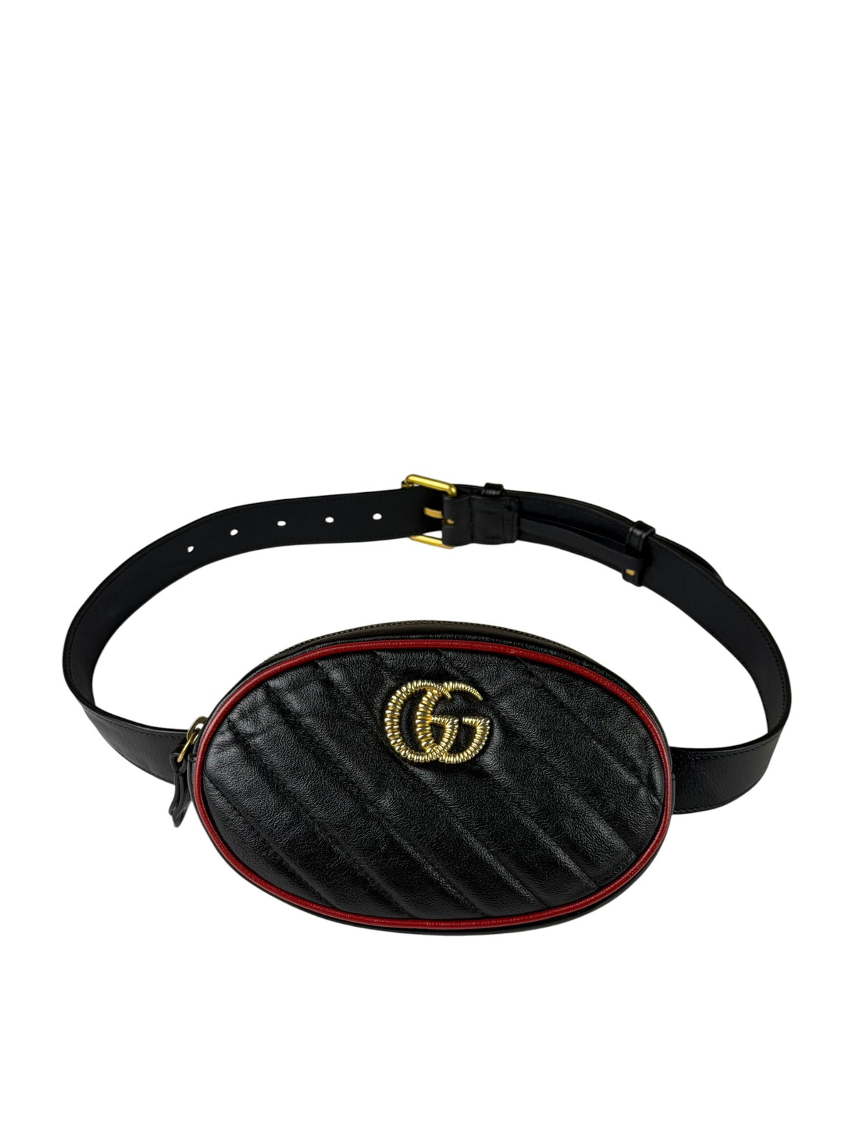 Gucci Black Matalassè Leather Marmont Belt Bag