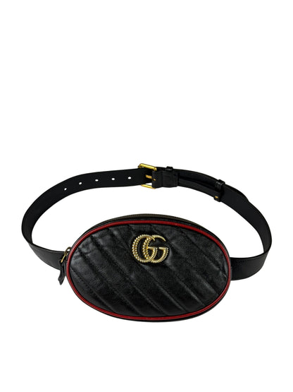 Gucci Black Matalassè Leather Marmont Belt Bag