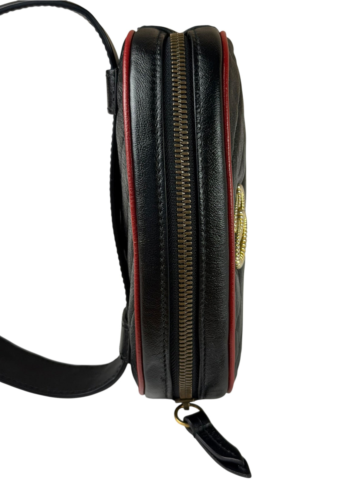 Gucci Black Matalassè Leather Marmont Belt Bag