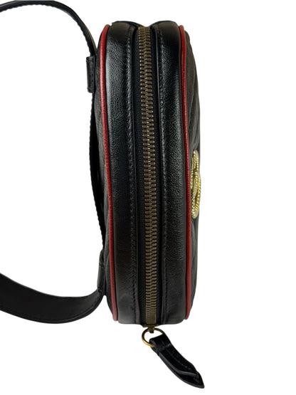 Gucci Black Matalassè Leather Marmont Belt Bag