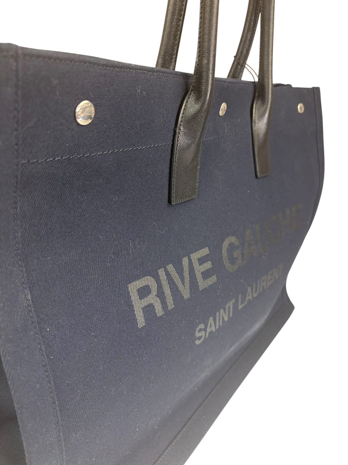 Yves Saint Laurent Navy/Black Leather Rive Gauche Tote