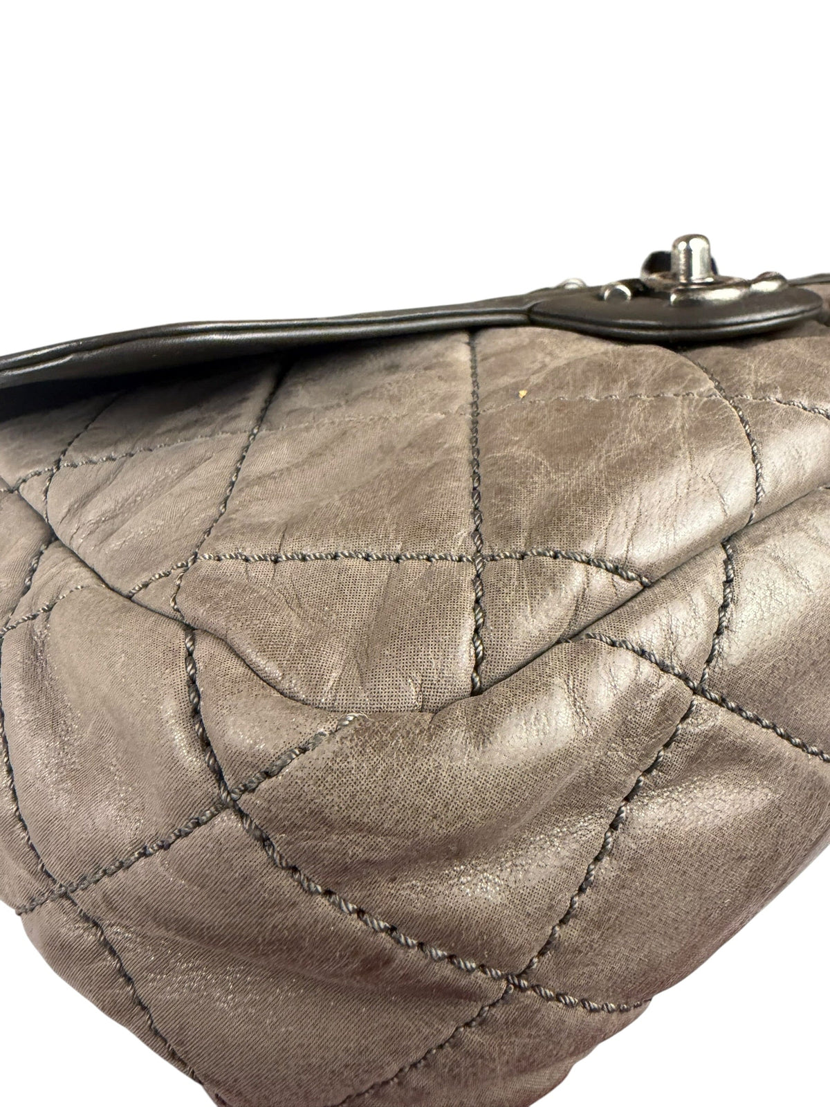 Chanel Olive Two Tone Quilted Leather Chain Flap Bag 2011