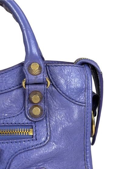 Balenciaga Purple Lambskin Moto City Two-Way Bag