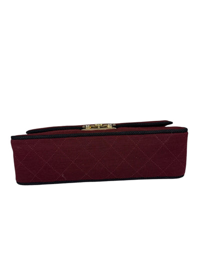 Chanel Vintage Burgundy Cotton Pairs-Seoul Pagoda Flap Bag