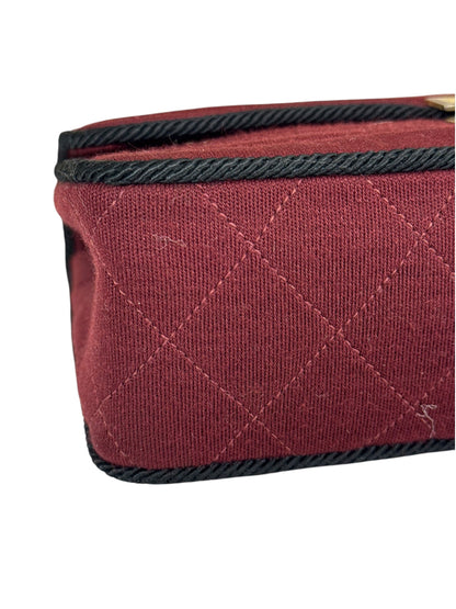 Chanel Vintage Burgundy Cotton Pairs-Seoul Pagoda Flap Bag