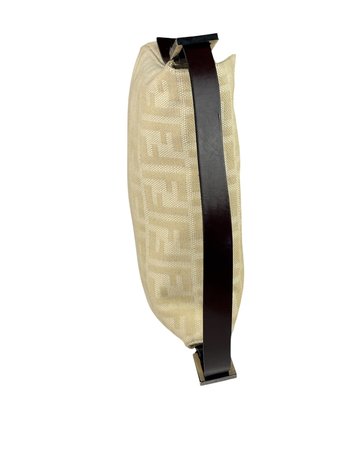 Fendi Vintage FF Ivory Canvas Baguette Shoulder Bag