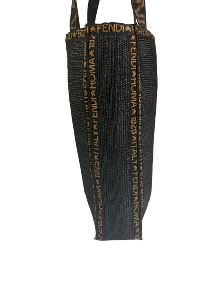 Fendi Black Straw Roma 1925 Tote