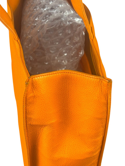 Chanel Vintage Orange Caviar Leather Tote 1989
