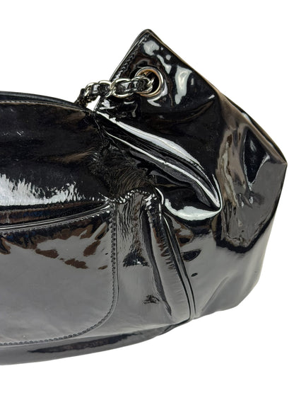 Chanel Black Patent Leather Camellia Petals Shoulder Bag 2010