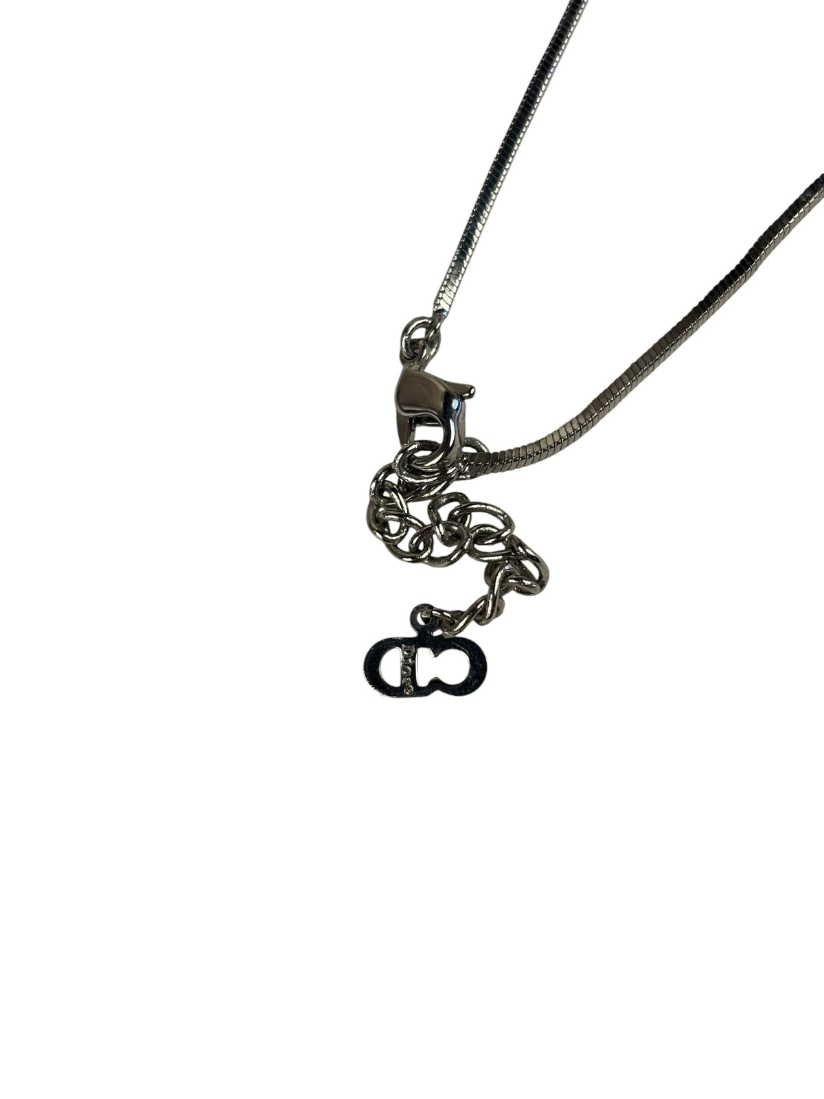 Christian Dior Silver Trotter Number 2 Oblique Pendant Necklace