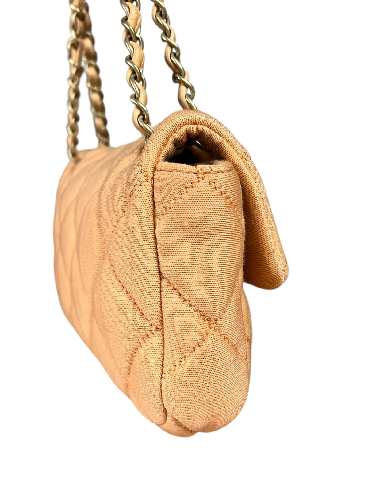 Chanel CC Peach Jersey Quilted Flap Bag