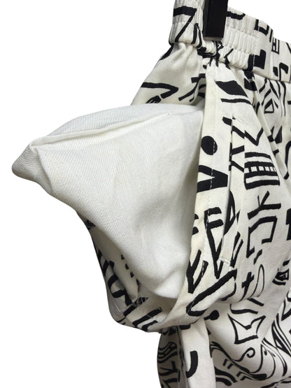 Christian Dior White/Black Hieroglyphic Style Print Sports Shorts