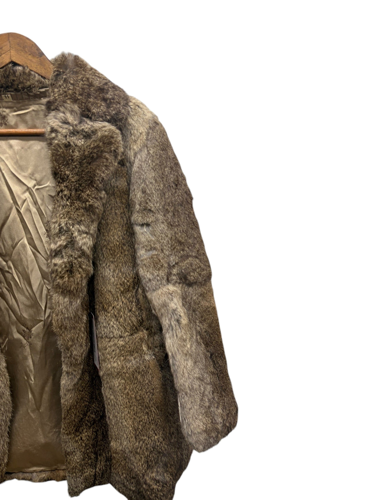 Vintage Mottled Brown Rabbit Fur Coat