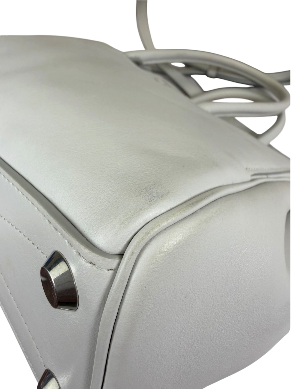 Balenciaga White Leather Bel Air Carry All Handbag