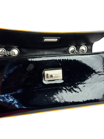 Chanel Black Patent Orange Trim 2.55 Flap 2009