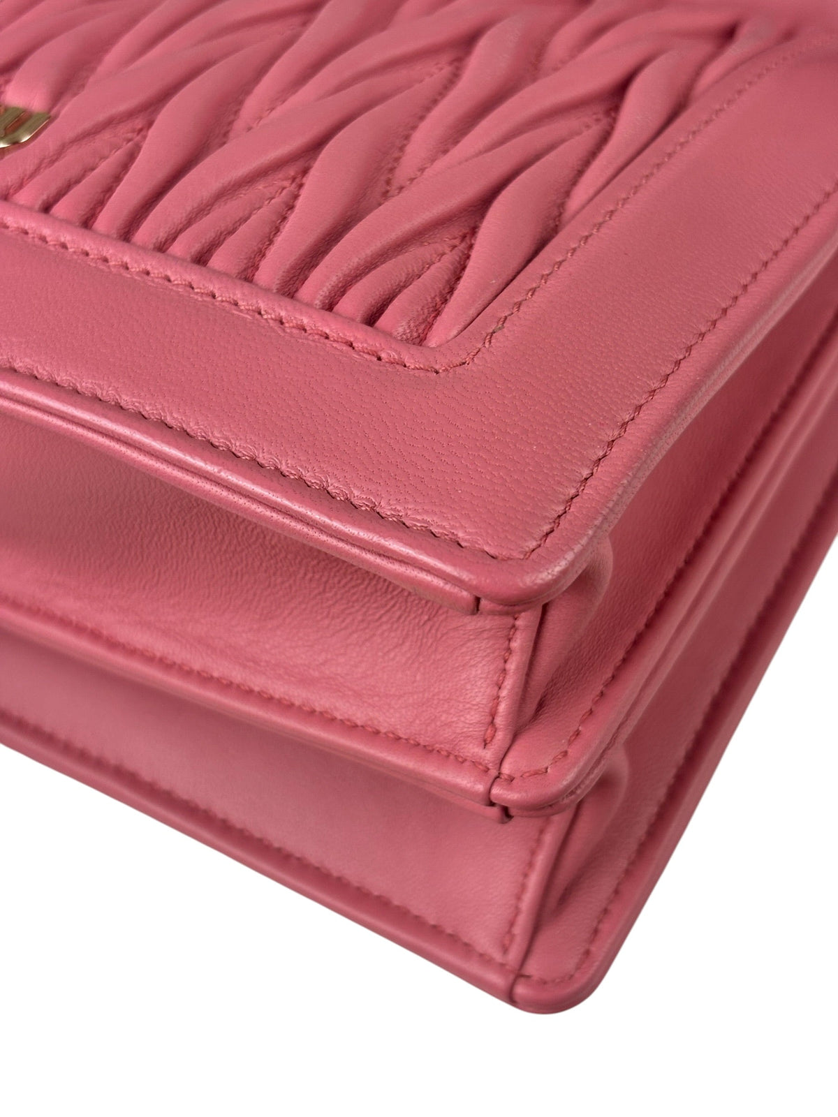 Miu Miu Pink Confidential Nappa Matelassè Leather Shoulder Bag