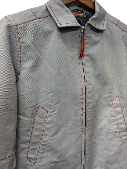 Prada Vintage Blue Striped Canvas Zip Up Collared Jacket