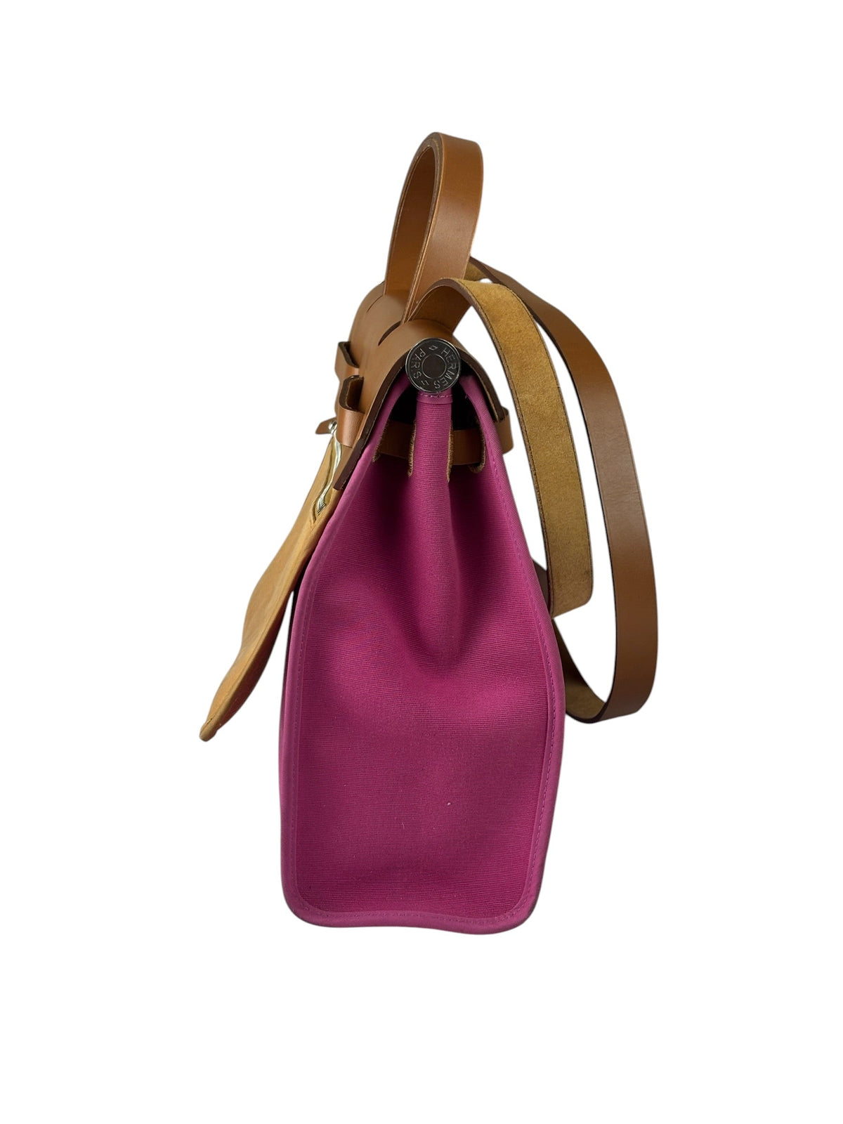 Hermes Pink/Brown Leather Trim Herbag Zip 31 Two-Way Bag