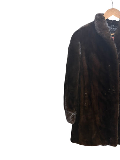 Vintage Saga Ranched Mink Dark Brown Fur Coat